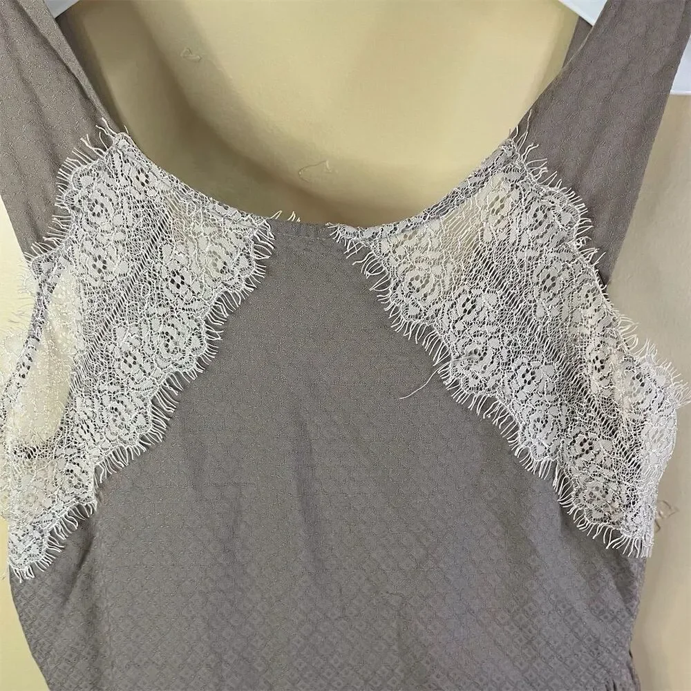 Free People Georgia Lace Detail Boho A-line Womens Dress Size‎ 6 Gray Festival